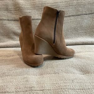 8 1/2 suede La Canadienne Krista Waterproof Wedge Bootie (Women) tan, brown